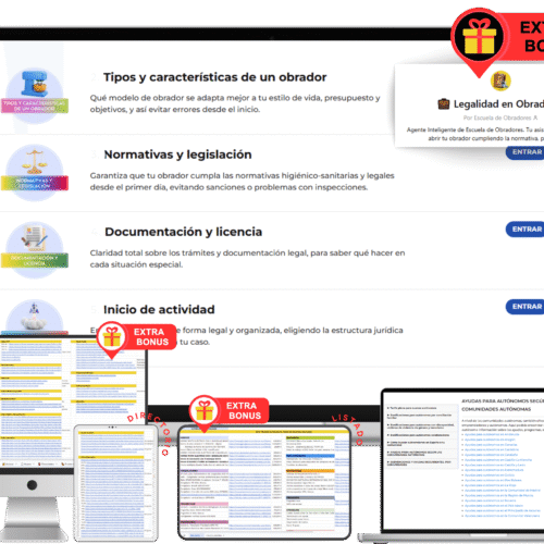 PACK TIPOS DE OBRADOR + NORMATIVAS + LICENCIAS + INICIO DE ACTIVIDAD + AGENTE
