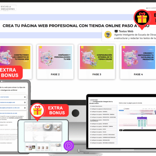 PACK CREA TU WEB CON TIENDA ONLINE + PLANTILLAS PREDISEÑADAS + TEXTOS WEB CON IA + AGENTE